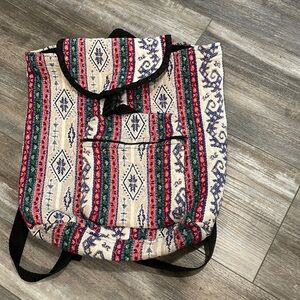 Woven tribal print backpack